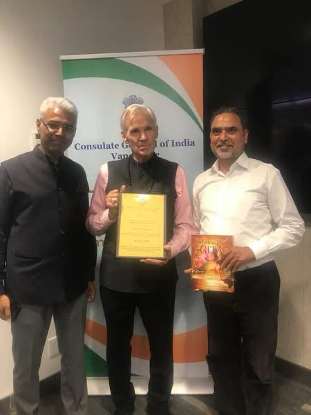 Felicitation at the Consulate General of India for work in literature and the arts.